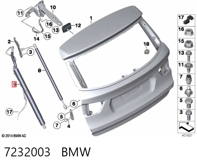 7232003 BMW Amortiguador de porton