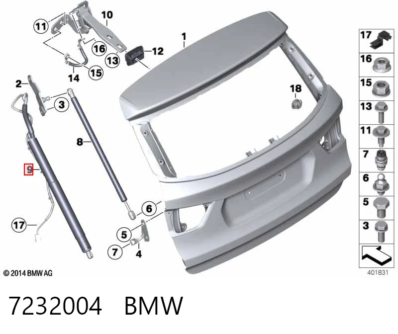 7232004 BMW Amortiguador de porton