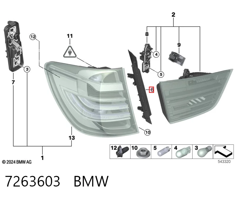 Moldura izquierda del parachoques trasero 7263603 BMW