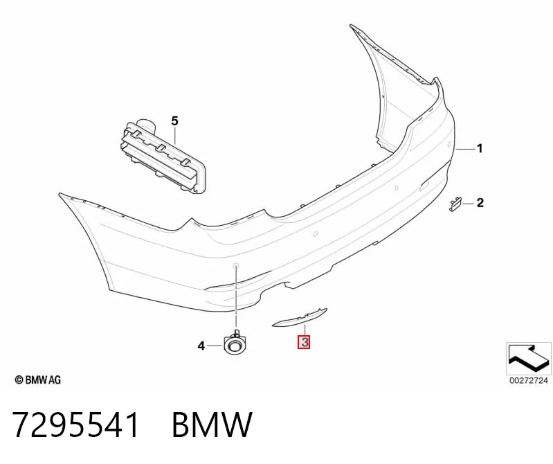 7295541 BMW Reflector, paragolpes trasero, izquierdo