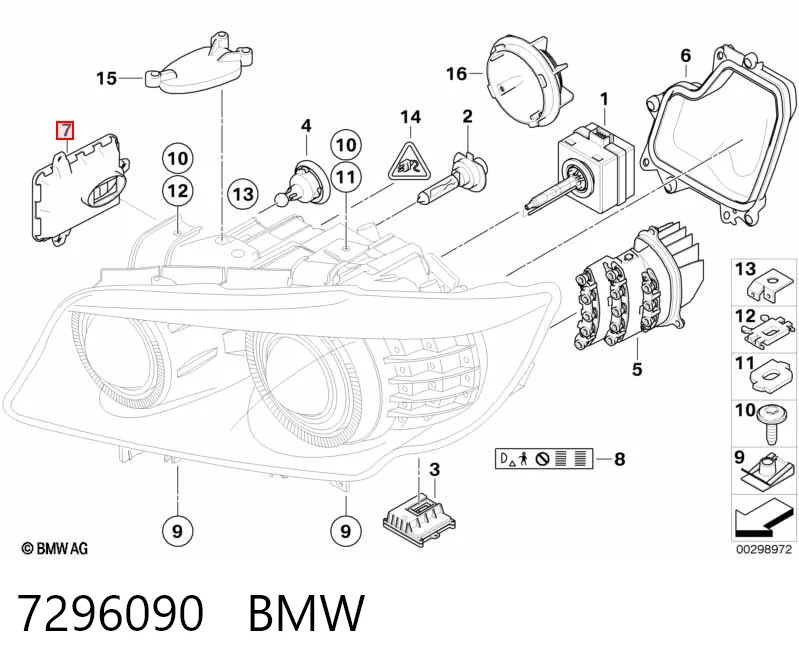 7296090 BMW Unidad de control de xenón