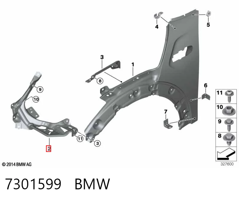Soporte de fijación del faro delantero izquierdo 7301599 BMW