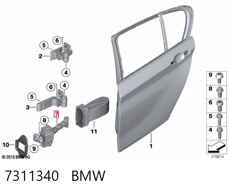 7311340 BMW Limitador de apertura de puerta trasera izquierda