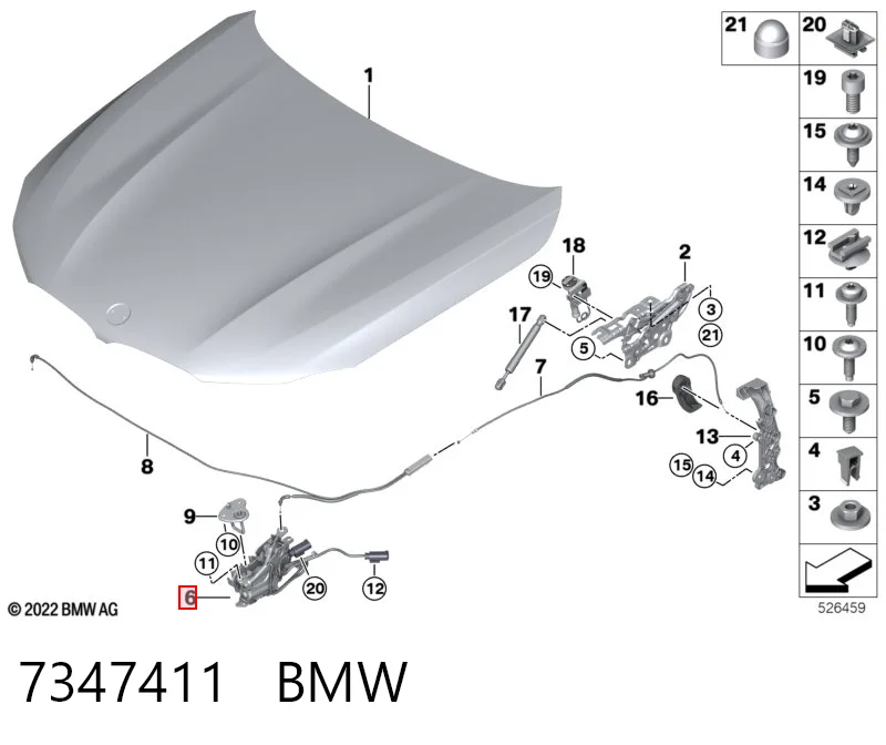 7347411 BMW Cerradura del capó derecha