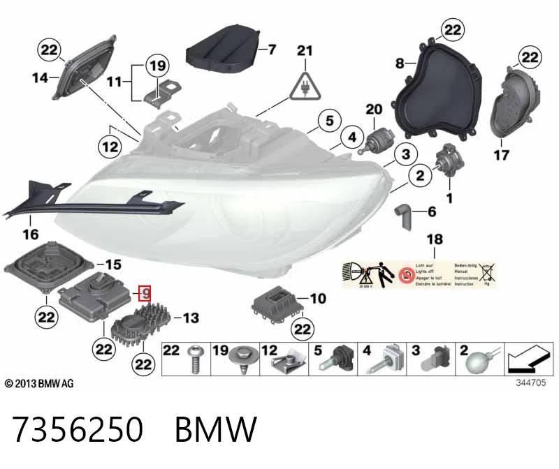 7356250 BMW Centralita, faros xenon