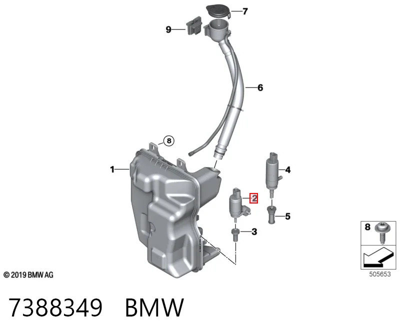 7388349 BMW Bomba-motor de limpiaparabrisas delantero/trasero