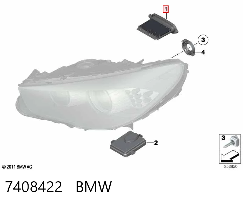 7408422 BMW Módulo de control de luces de faros (ECU)