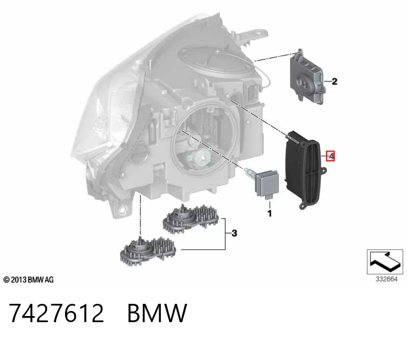 7427612 BMW Centralita, faros xenon
