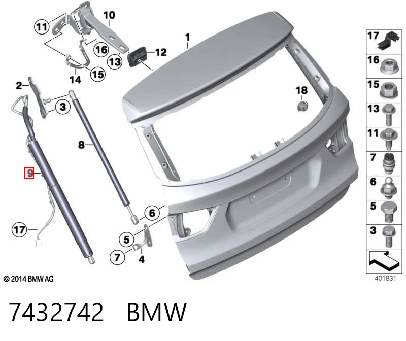 7432742 BMW Amortiguador de porton