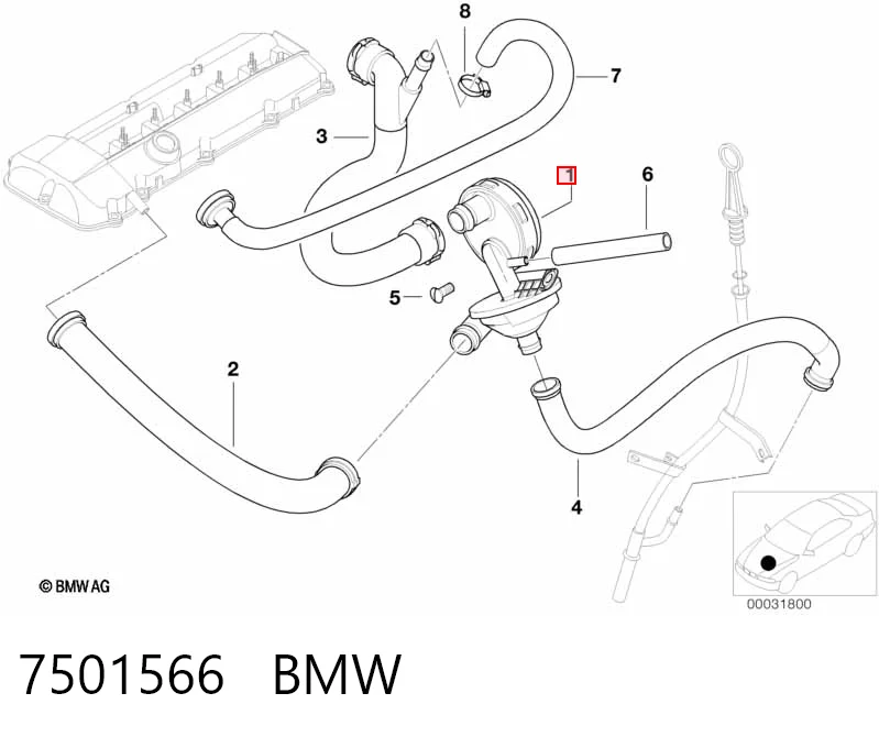 7501566 BMW Válvula de ventilación del cárter