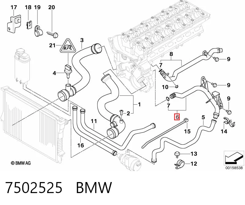 7502525 BMW Manguera de refrigeración