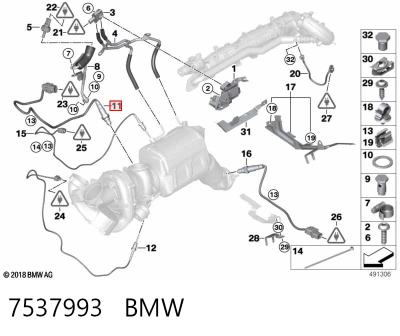7537993 BMW Sensor de oxígeno previo al catalizador