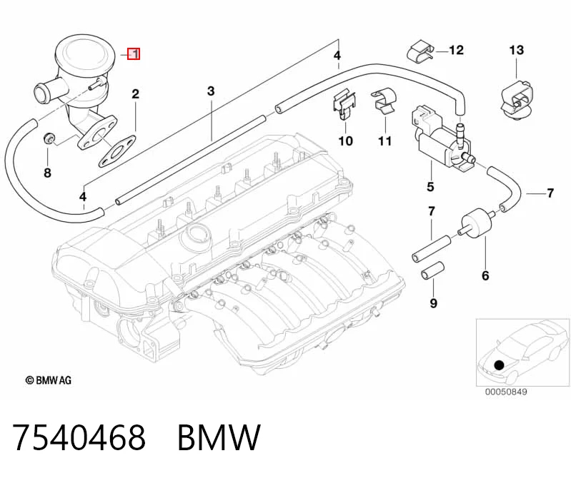 7540468 BMW Válvula de aire secundario