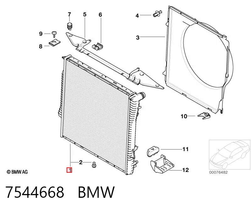 Radiador de refrigeración del motor 7544668 BMW