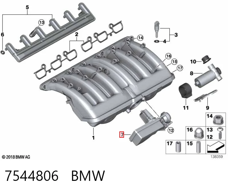 7544806 BMW Regulador de longitud del colector de admisión
