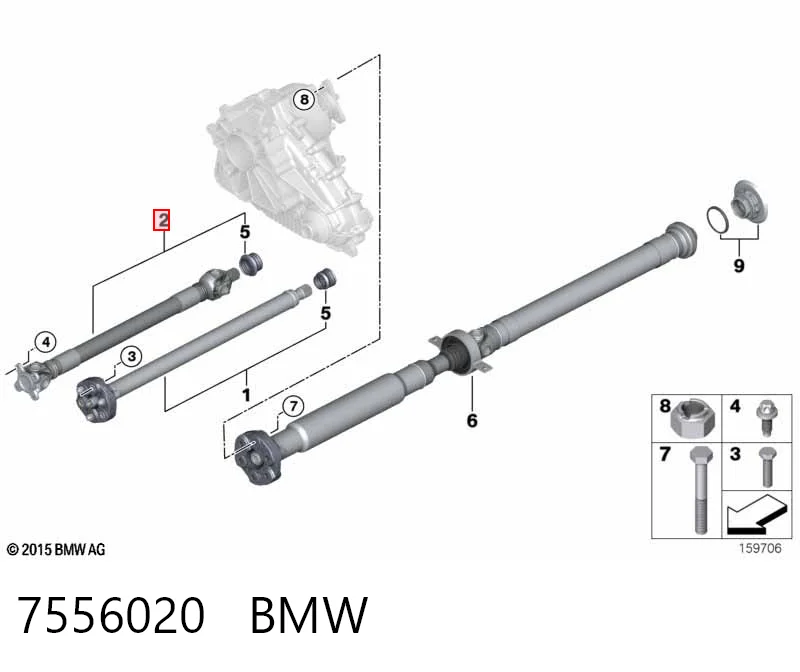 7556020 BMW Transmisión cardán, eje delantero