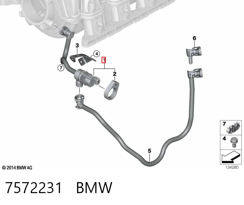 Válvula de ventilación de gases del tanque de combustible 7572231 BMW