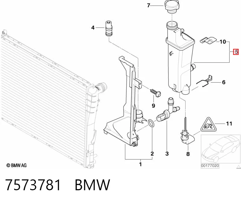 7573781 BMW Depósito del radiador