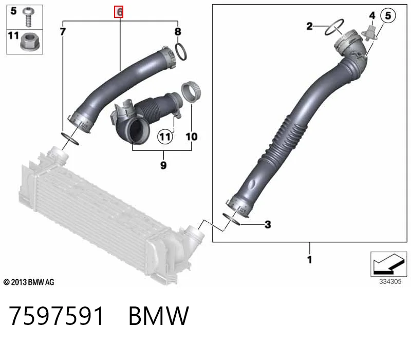 7597591 BMW Manguera del intercooler