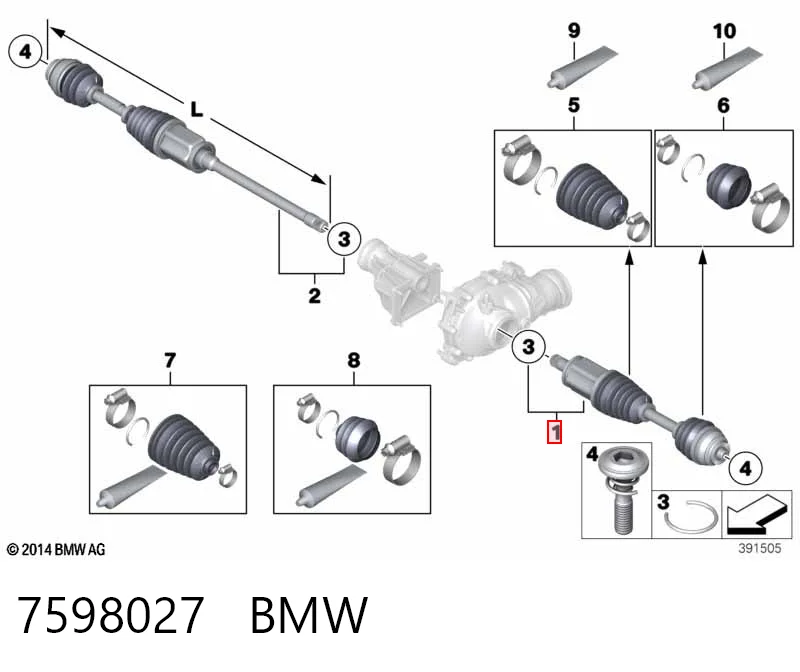 7598027 BMW Semieje delantero izquierdo