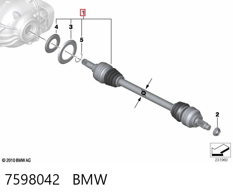 7598042 BMW Palier trasero derecho