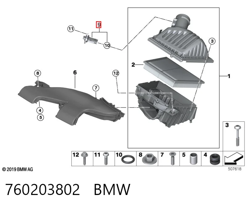 760203802 BMW Sensor de flujo de aire