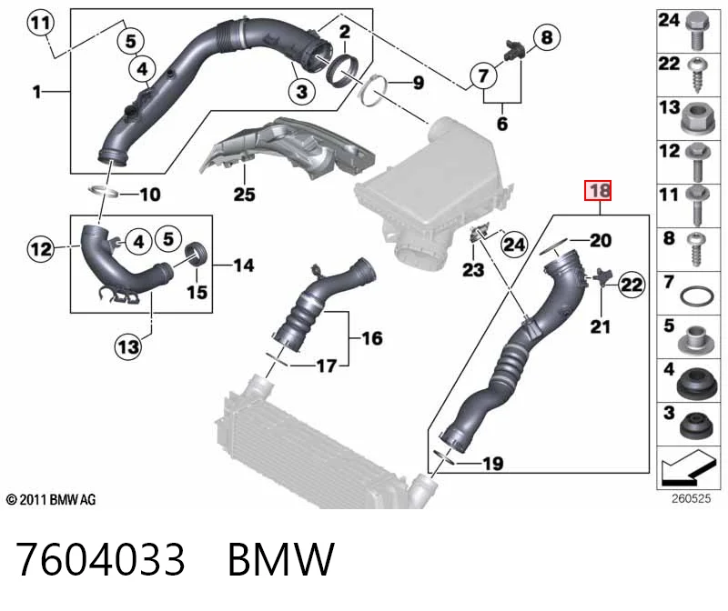 7604033 BMW Manguera del intercooler