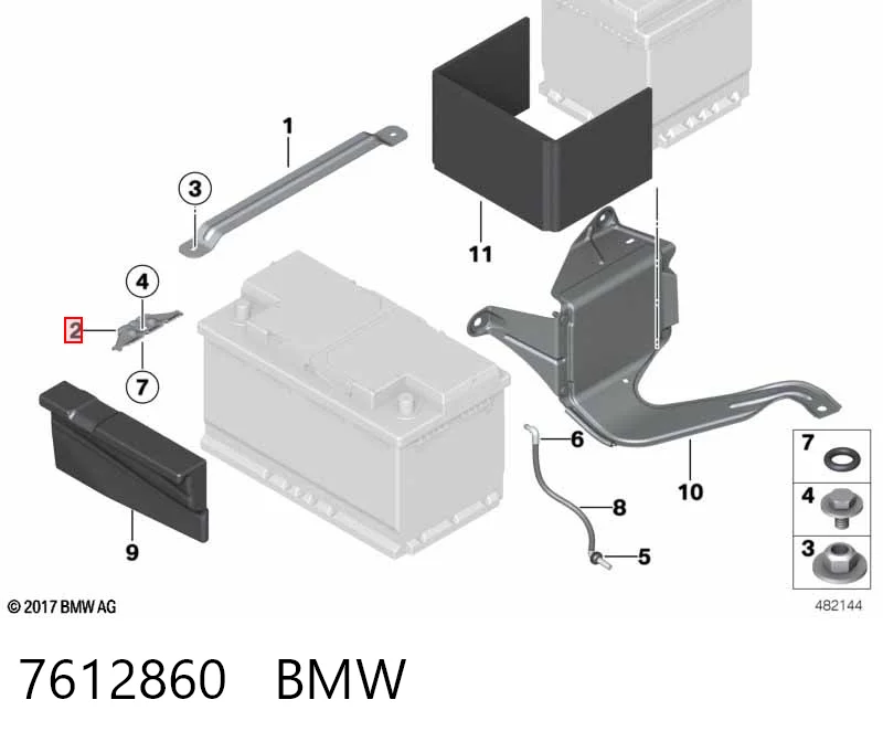 Soporte de batería 7612860 BMW