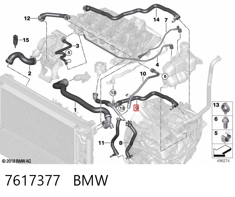 7617377 BMW Manguera de retorno de refrigerante del turbocompresor