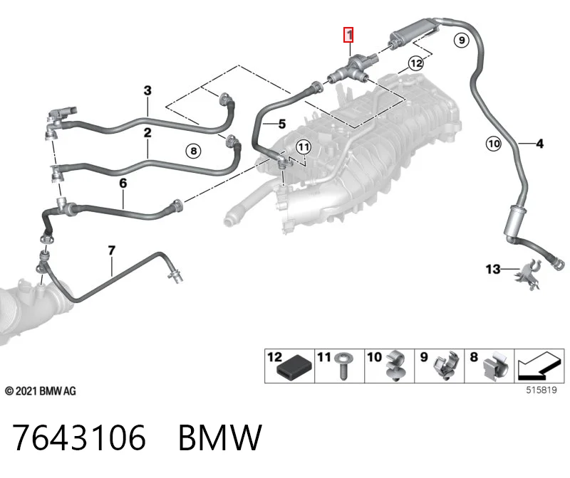 7643106 BMW Válvula de ventilación de gases del tanque de combustible