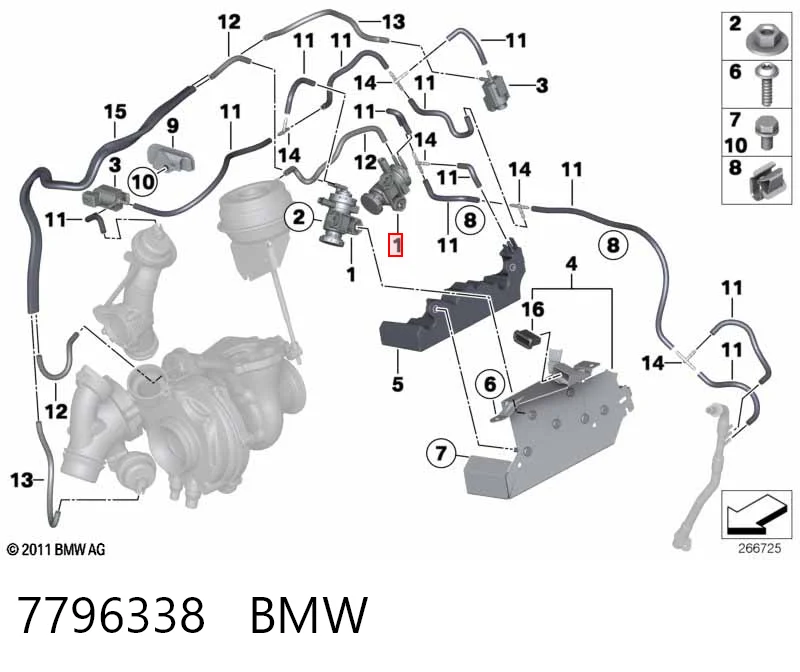 7796338 BMW Válvula solenoide de control de presión de sobrealimentación
