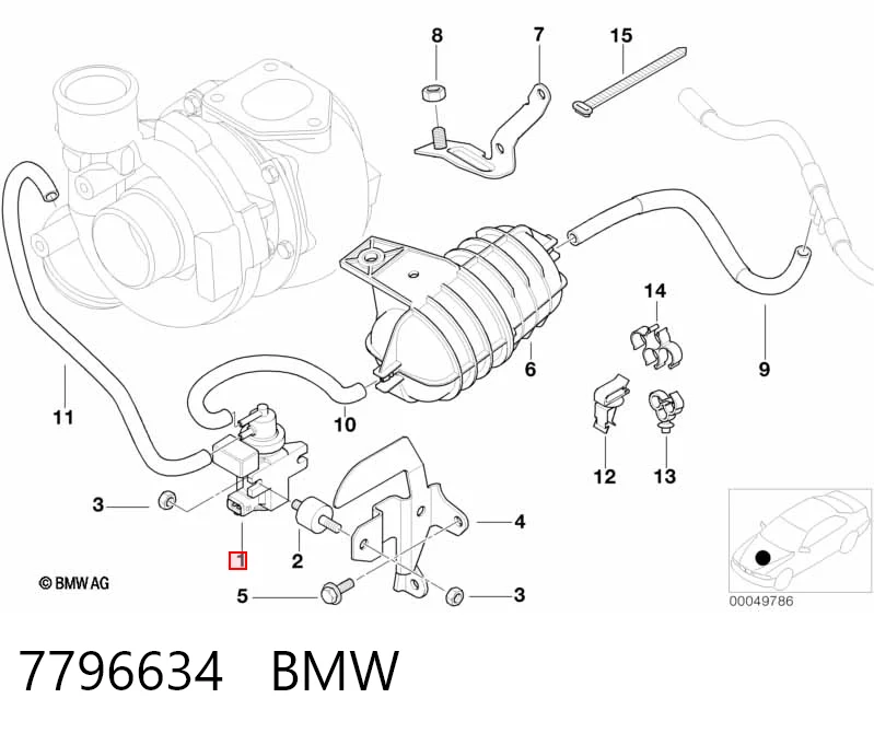 7796634 BMW Válvula solenoide de control de presión de sobrealimentación