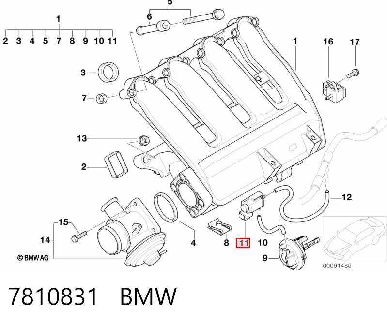7810831 BMW Válvula de solenoide de control de mariposa EGR