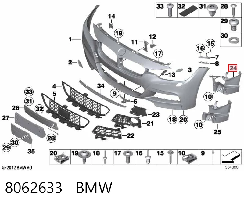 Soporte de fijación de faro antiniebla izquierdo 8062633 BMW