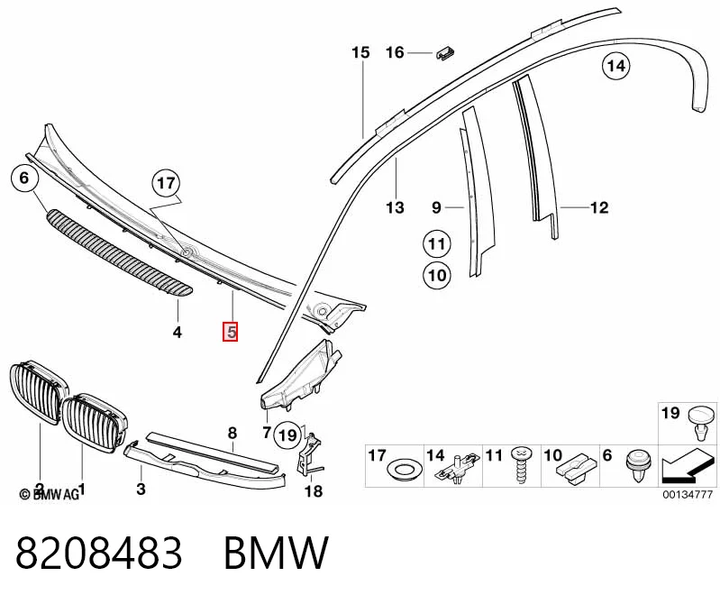 8208483 BMW Goma de luna delantera