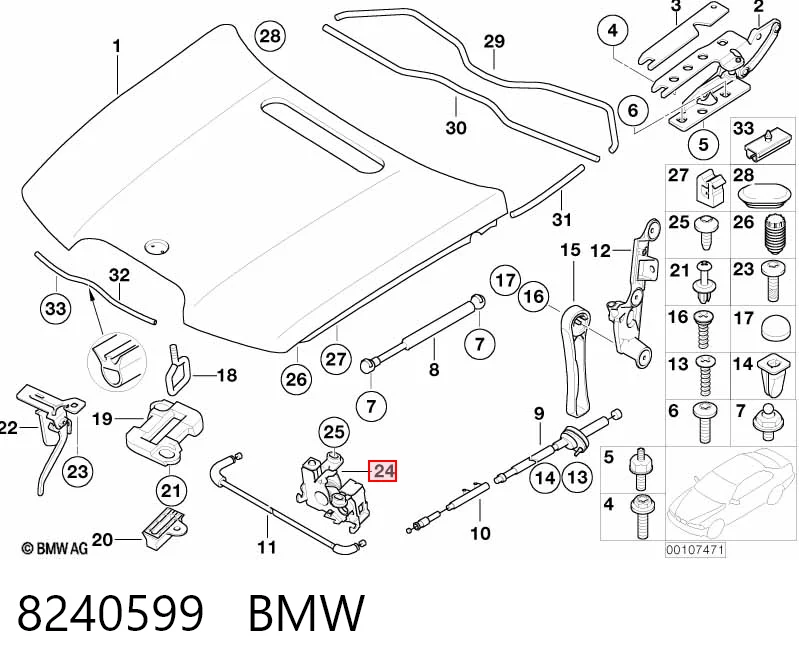 8240599 BMW Cerradura de Capot