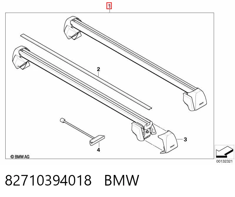 Juego de barras transversales de techo 82710394018 BMW
