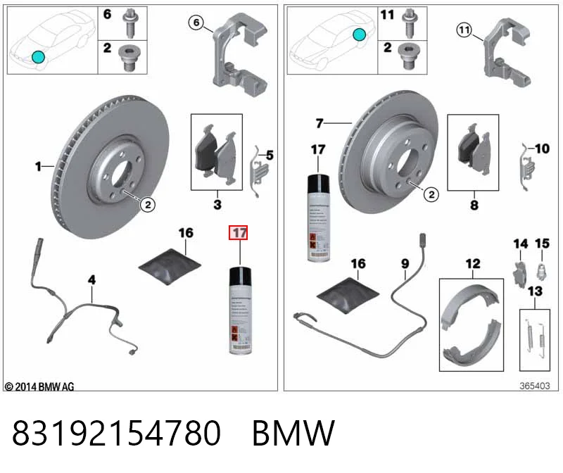 Limpiador de frenos 83192154780 BMW