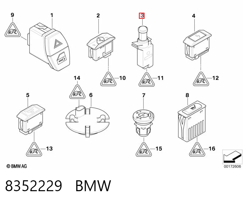 8352229 BMW Interruptor de control del techo solar
