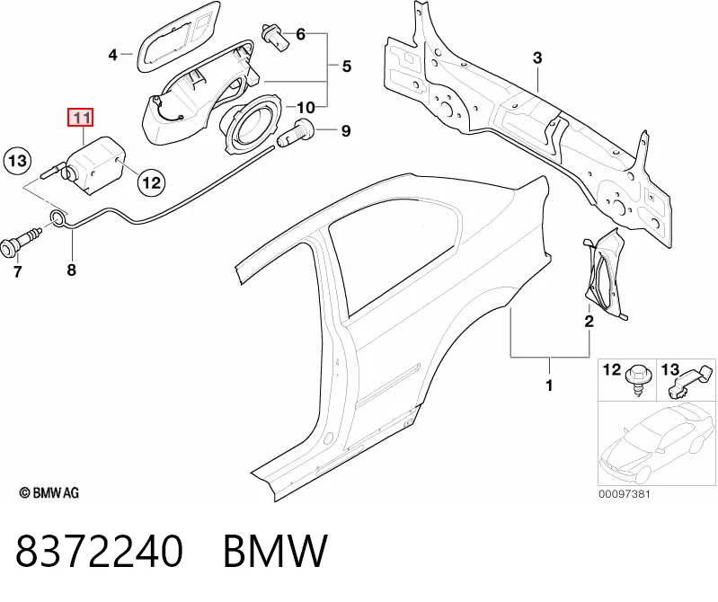 8372240 BMW Cerradura de la tapa del depósito de combustible