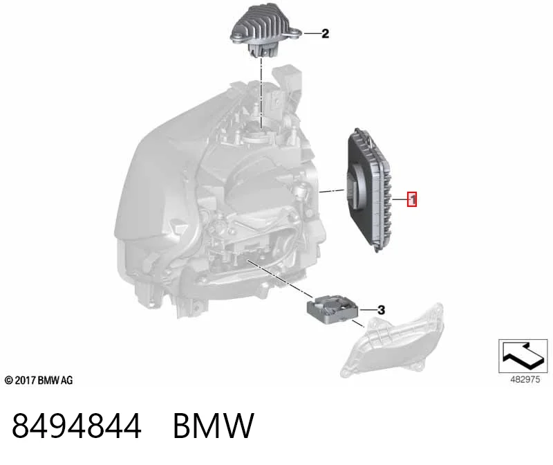 8494844 BMW Módulo de control de luces de faros (ECU)