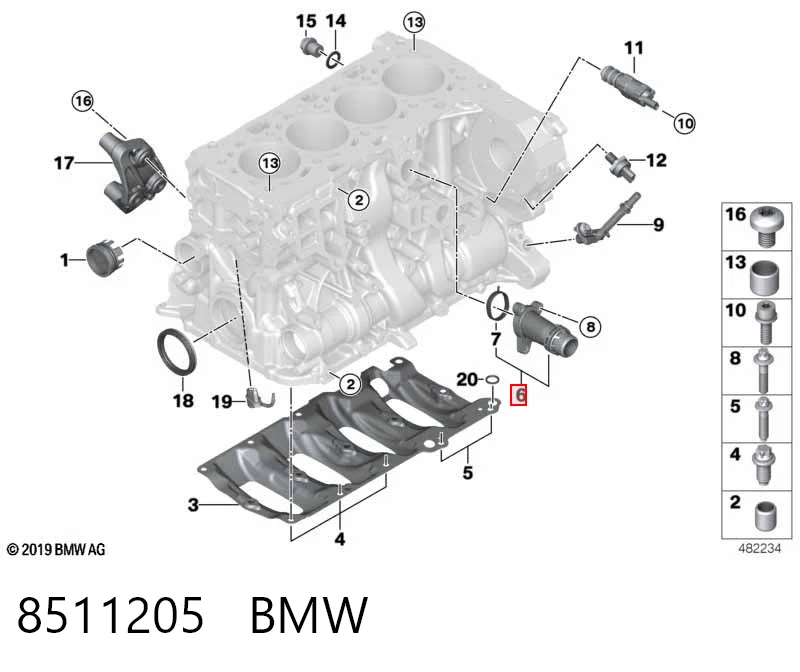 8511205 BMW Racor del bloque del sistema de refrigeración