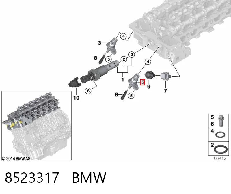 Sensor de posición del árbol de levas 8523317 BMW