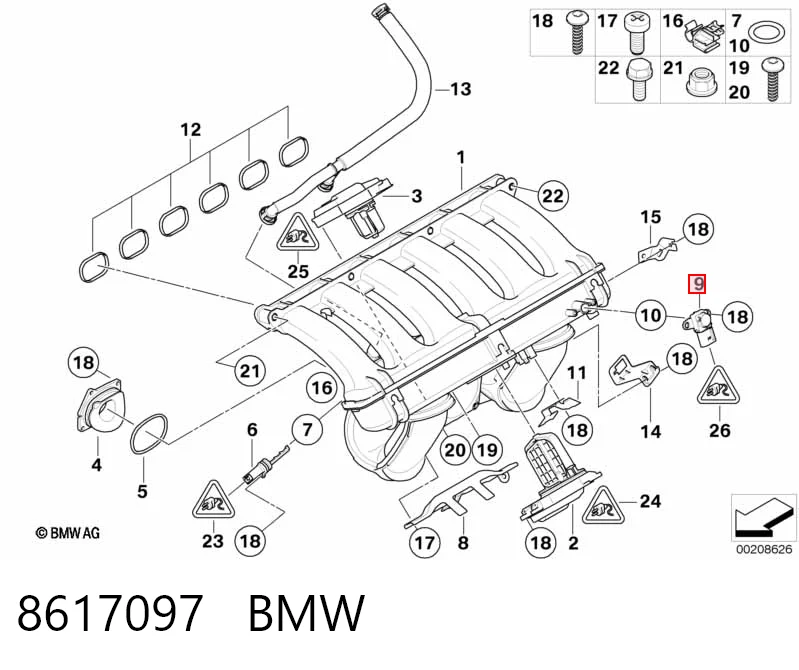 8617097 BMW Sensor, presión colector de admisión 