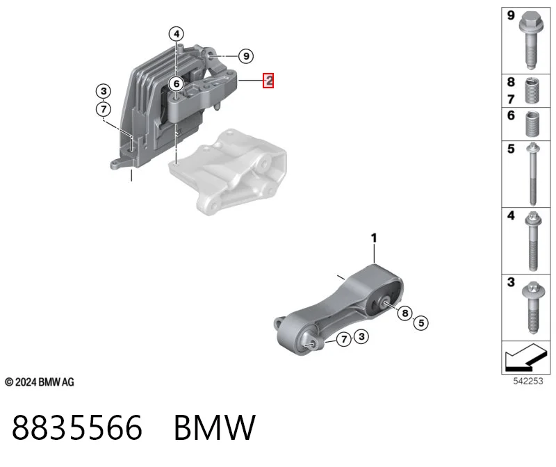 8835566 BMW Soporte de motor derecho