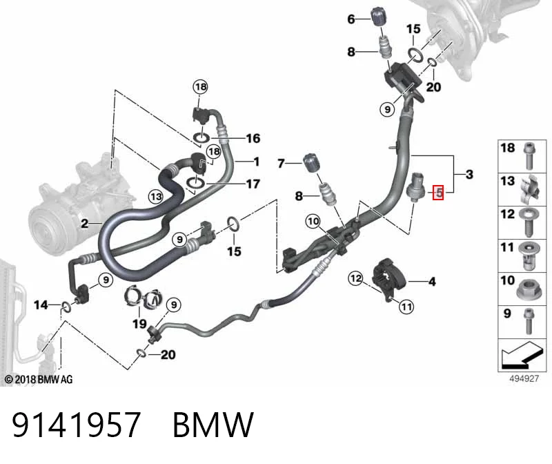 9141957 BMW Sensor de baja presion aire acondicionado