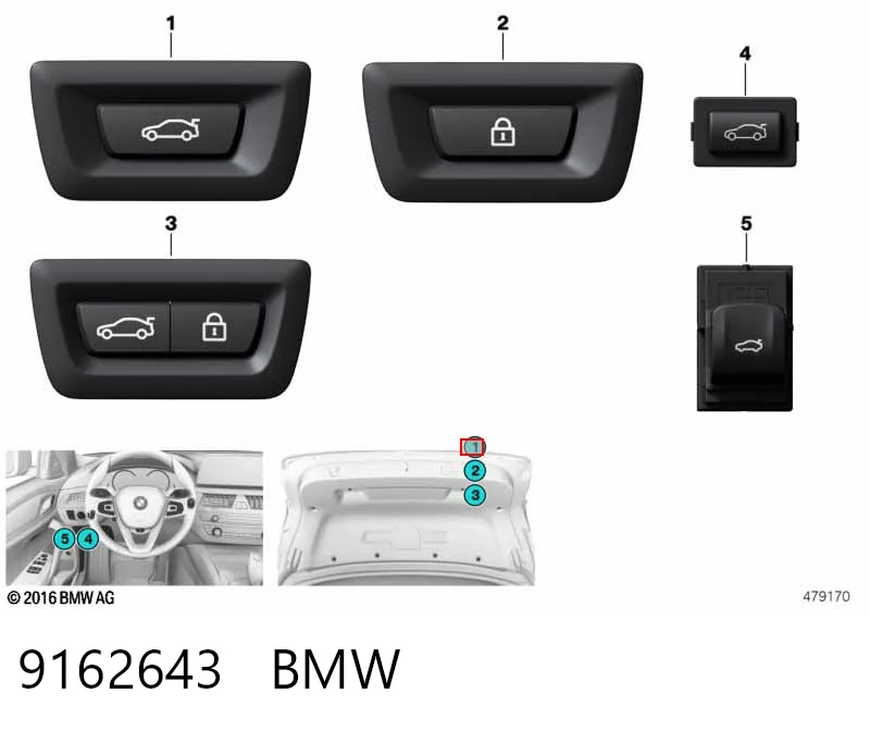9275119 BMW Manilla de puerta de maletero exterior