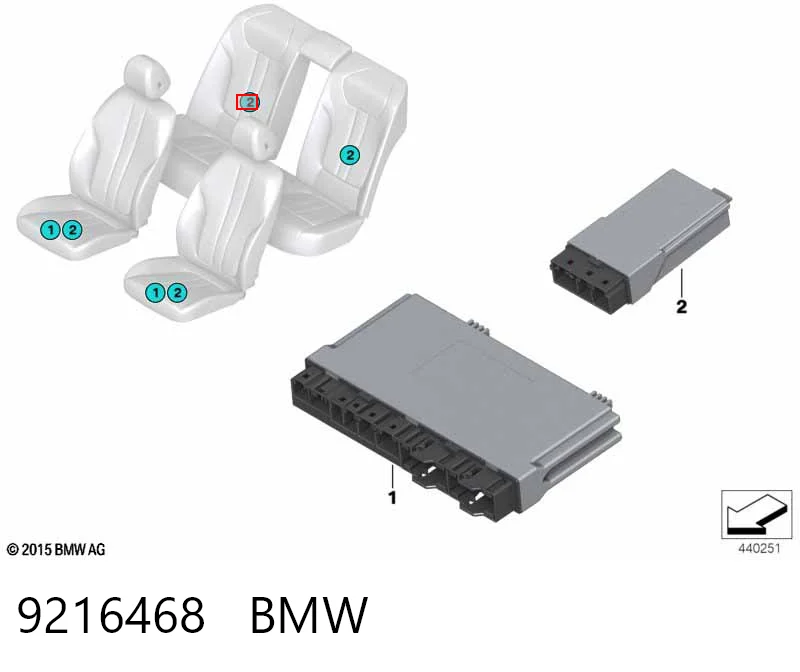 9216468 BMW Módulo de control de la unidad electrónica del asiento delantero