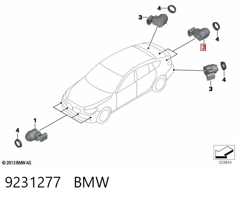 9231277 BMW Sensor de estacionamiento delantero/trasero central