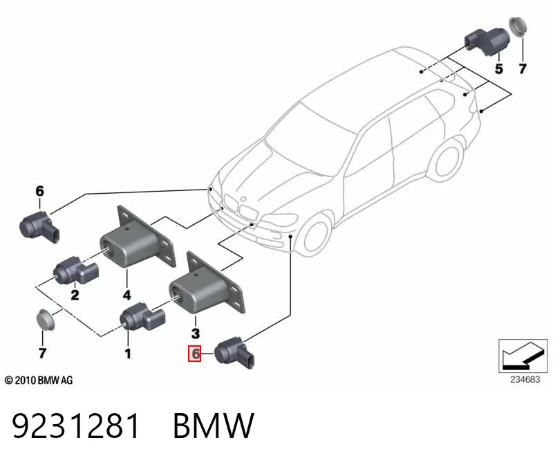 9231281 BMW Sensor de estacionamiento delantero